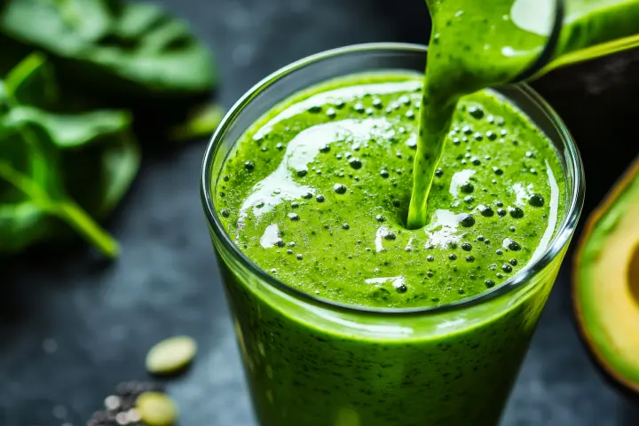 Green spinach and avocado smoothie